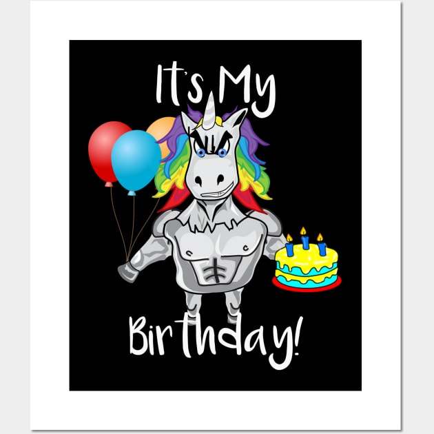 It's My Birthday Crazy Unicorn Wall Art by DANPUBLIC